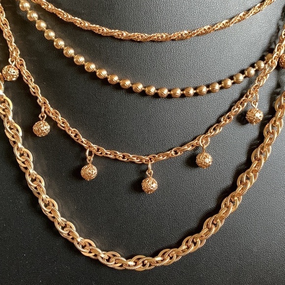 Napier Vintage Four Strand Goldtone Necklace - Picture 13 of 16